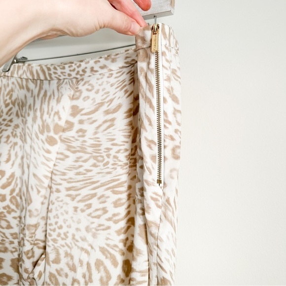Calvin Klein White Tan leopard Animal Print Lightweight Flowy Pants sz XL - Picture 7 of 11